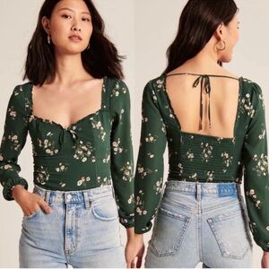 Abercrombie & Fitch Sweetheart green floral top long sleeve size small